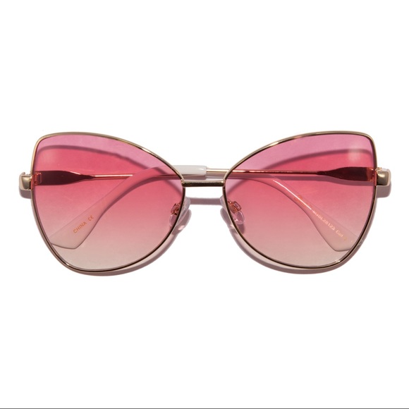 Retro 70s Pink Ombré Metal Frame Sunglasses